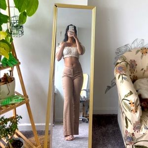 banana republic tan mid rise petite trousers